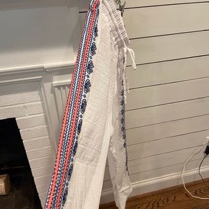 Johnny Was embroidery gauze pant with slit in leg.